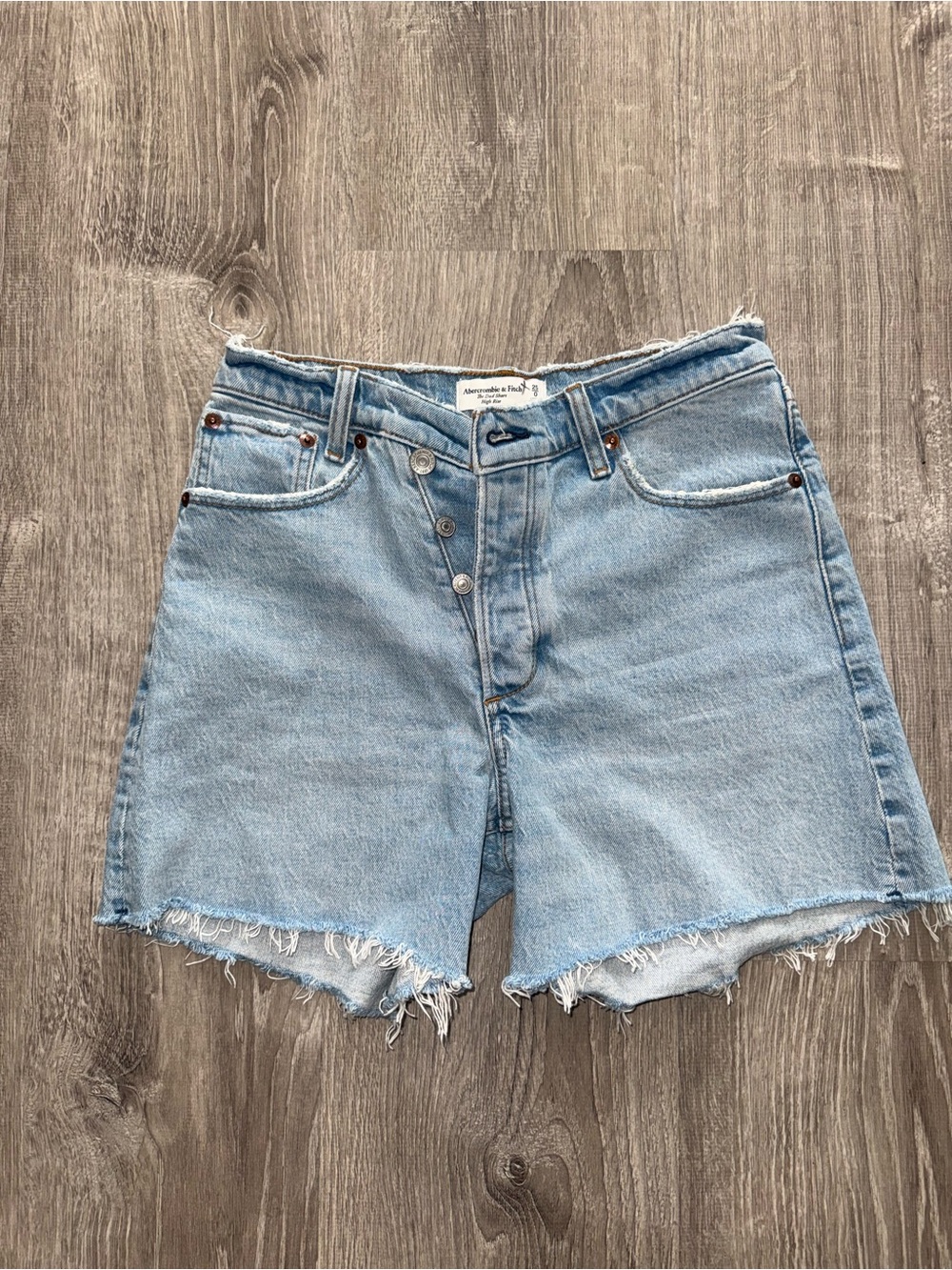 Abercrombie & Fitch Light Blue High-Rise Denim Cutoff Shorts